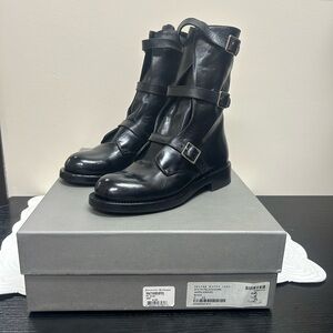 Alexander McQueen Black Moto Boots with Buckles